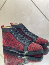 Christian Louboutin men's shoes luxury brand red sole design Louis Junior high-top rhinestones Flat with Original Box CL sneakers