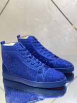 Christian Louboutin men's shoes luxury brand red sole design Louis Junior high-top rhinestones Flat with Original Box CL sneakers