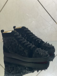 Christian Louboutin men's shoes luxury brand red sole design Louis Junior high-top rhinestones Flat with Original Box CL sneakers