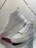 Christian Louboutin men's shoes luxury brand red sole design Louis Junior high-top real snake leather shoes with Original Box CL sneakers