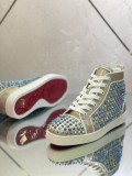 Christian Louboutin men's shoes luxury brand red sole design Louis Junior high-top Flat with Original Box CL sneakers