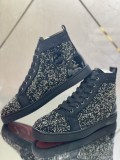 Christian Louboutin men's shoes luxury brand red sole design Louis Junior high-top rhinestones Flat with Original Box CL sneakers