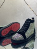 Christian Louboutin men's shoes luxury brand red sole design Louis Junior high-top rhinestones Flat with Original Box CL sneakers