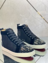 Christian Louboutin men's shoes luxury brand red sole design Louis Junior high-top Flat with Original Box CL sneakers