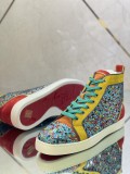 Christian Louboutin men's shoes luxury brand red sole design Louis Junior high-top rhinestones Flat with Original Box CL sneakers