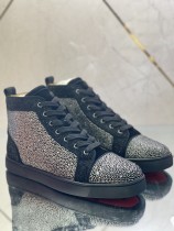 Christian Louboutin men's shoes luxury brand red sole design Louis Junior high-top rhinestones Flat with Original Box CL sneakers