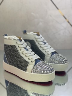 Christian Louboutin men's shoes luxury brand red sole design Louis Junior high-top platform Original Box CL sneakers