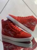 Christian Louboutin men's shoes luxury brand red sole design Louis Junior high-top Flat with Original Box CL sneakers