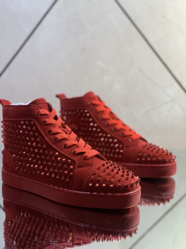 Christian Louboutin men's shoes luxury brand red sole design Louis Junior high-top Flat with Original Box CL sneakers