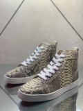 Christian Louboutin men's shoes luxury brand red sole design Louis Junior high-top flat-bottom real snake leather strap Original Box CL sneakers