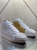 Christian Louboutin men's shoes luxury brand red sole design Louis Junior high-top Flat with Original Box CL sneakers