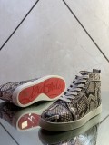 Christian Louboutin men's shoes luxury brand red sole design Louis Junior high-top real snakeskin flat strap Original Box CL sneakers