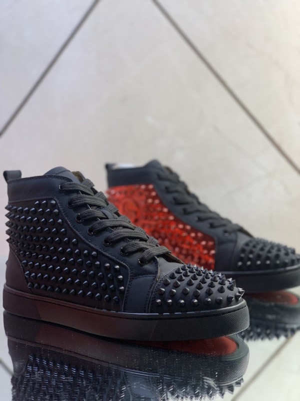 Christian Louboutin men's shoes luxury brand red sole design Louis Junior high-top Flat with Original Box CL sneakers