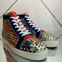 Christian Louboutin men's shoes luxury brand red sole design Louis Junior high-top Flat with Original Box CL sneakers