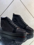 Christian Louboutin men's shoes luxury brand red sole design Louis Junior high-top Flat with Original Box CL sneakers