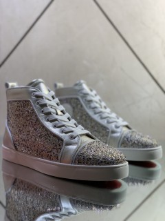 Christian Louboutin men's shoes luxury brand red sole design Louis Junior high-top rhinestones Flat with Original Box CL sneakers