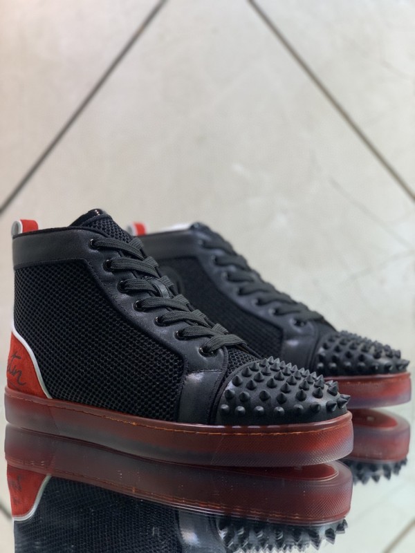 Christian Louboutin men's shoes luxury brand red sole design Louis Junior high-top Flat with Original Box CL sneakers