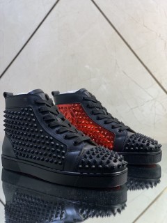 Christian Louboutin men's shoes luxury brand red sole design Louis Junior high-top Flat with Original Box CL sneakers