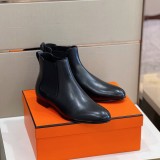 Hermes men's shoes calfskin nude boots luxury brand with original box