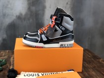 Louis Vuitton high top men's shoes fashion sneakers design luxury brand LV TRAINER SNEAKER with original box