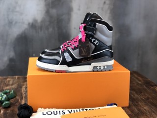 Louis Vuitton high top men's shoes fashion sneakers design luxury brand LV TRAINER SNEAKER with original box