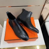 Hermes men's shoes calfskin nude boots luxury brand with original box