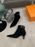 Hermès pointed toe stiletto design imported cashmere lining ankle boots