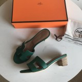 Hermes women's shoes Oran sandals mid-heel with original Box