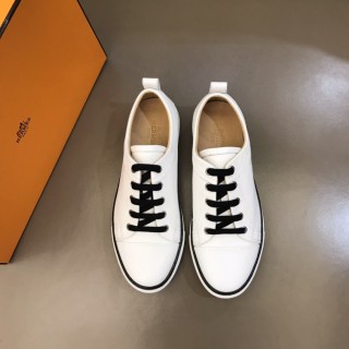 Hermes men's lace-up canvas casual shoes fashion sneakers luxury brand with original Box