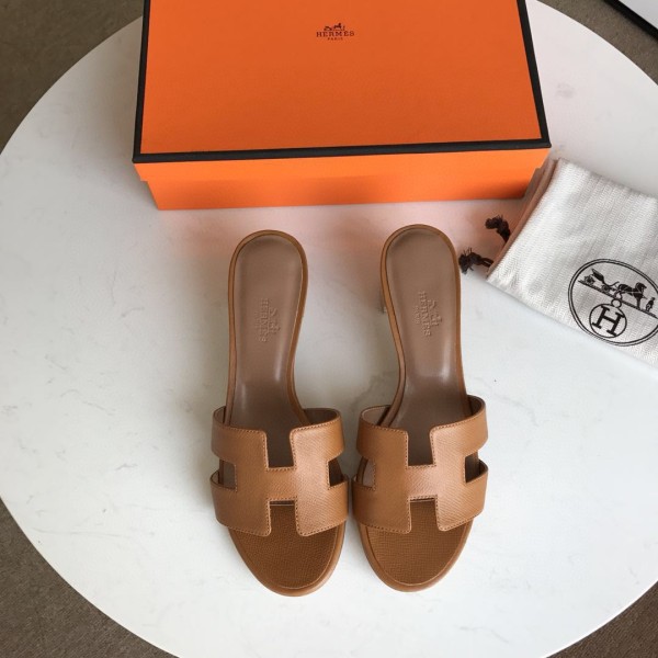 Hermes women's shoes Oran sandals mid-heel with original Box