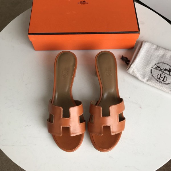 Hermes women's shoes Oran sandals mid-heel with original Box