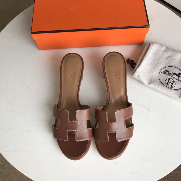 Hermes women's shoes Oran sandals mid-heel with original Box