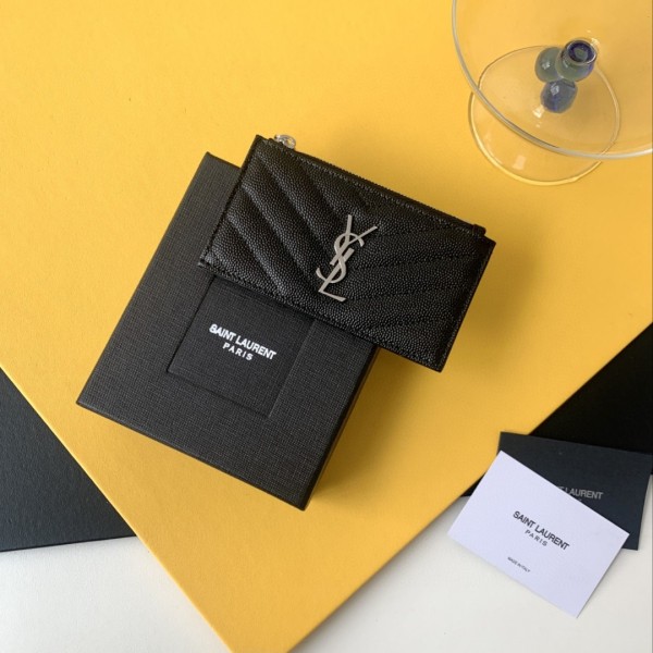 YSL Women's Wallet Luxury Card Holder Top Leather With Original Box