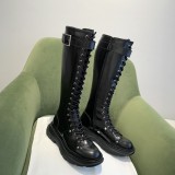 Alexander McQueen  Women's thick-soled boots with high boots belt buckle Knight boots with original original box