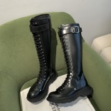 Alexander McQueen  Women's thick-soled boots with high boots belt buckle Knight boots with original original box