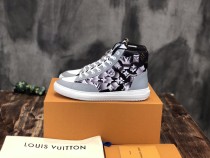 Louis Vuitton high-top couple's white shoes series with original box