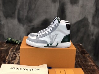 Louis Vuitton high-top couple's white shoes series with original box