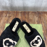 Gucci Women's Plush Slippers Limited Edition Lamb Wool Home Slippers with Original Box