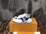 Louis Vuitton Low Top Couple Imported Calfskin Sneakers Lace Up Original Box