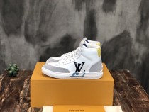 Louis Vuitton high top couple imported calfskin sneakers laces original box