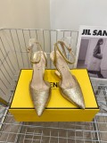 Fendi imported calfskin crystal heel sandals with original box