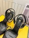 Fendi imported calfskin crystal heel sandals with original box