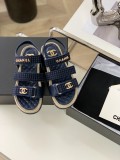 Chanel New Hemp Rope Bottom Velcro Sandals with Original Box