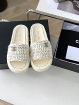 Chanel 2022 new woven slippers imported cashmere hand woven belt original box