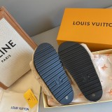 Louis Vuitton new cross design wool slippers classic old pattern pure fur one lamb wool belt original box