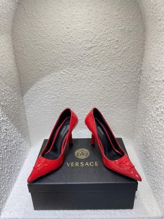 Versace2021 new Medusa head decoration high-heeled single shoelace original box