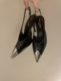 Saint Laurent New Metal Chain High Heel Lace in original box