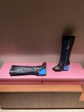 Louis Vuitton New Boots Square Toe Chunky Heel Leather Laces Original Box