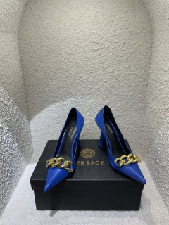 Versace2022 New Metal Chain Decorative High Heel Lace Original Box