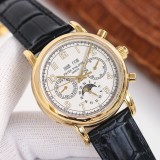 Patek Philippe Grand Complication Chronograph 316 Case All Steel Nano Platinum Plated Calfskin Strap Original Box